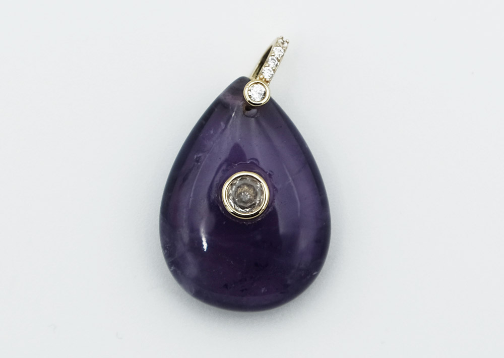 Pendant Drop Shape Cz Amethyst