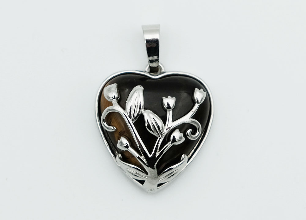 Pendant Heart Caged Tiger Eye