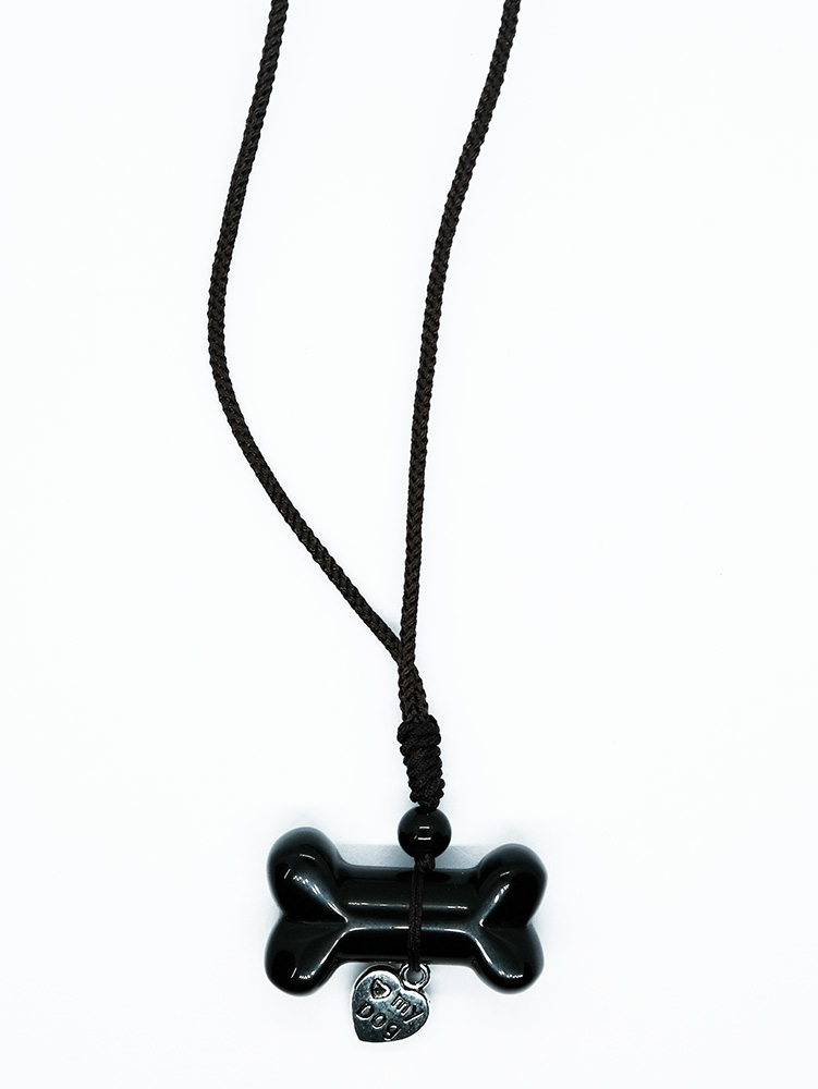 Necklace Bone Black Obsidian