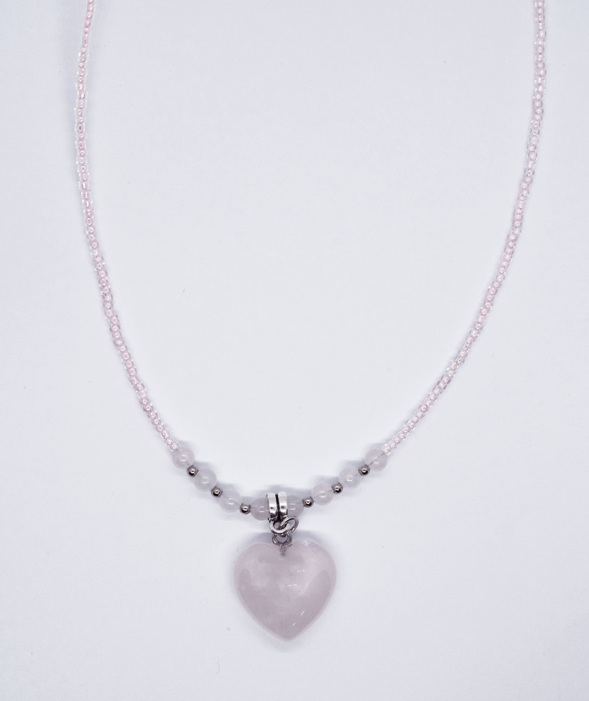 Necklace Heart Rose Quartz