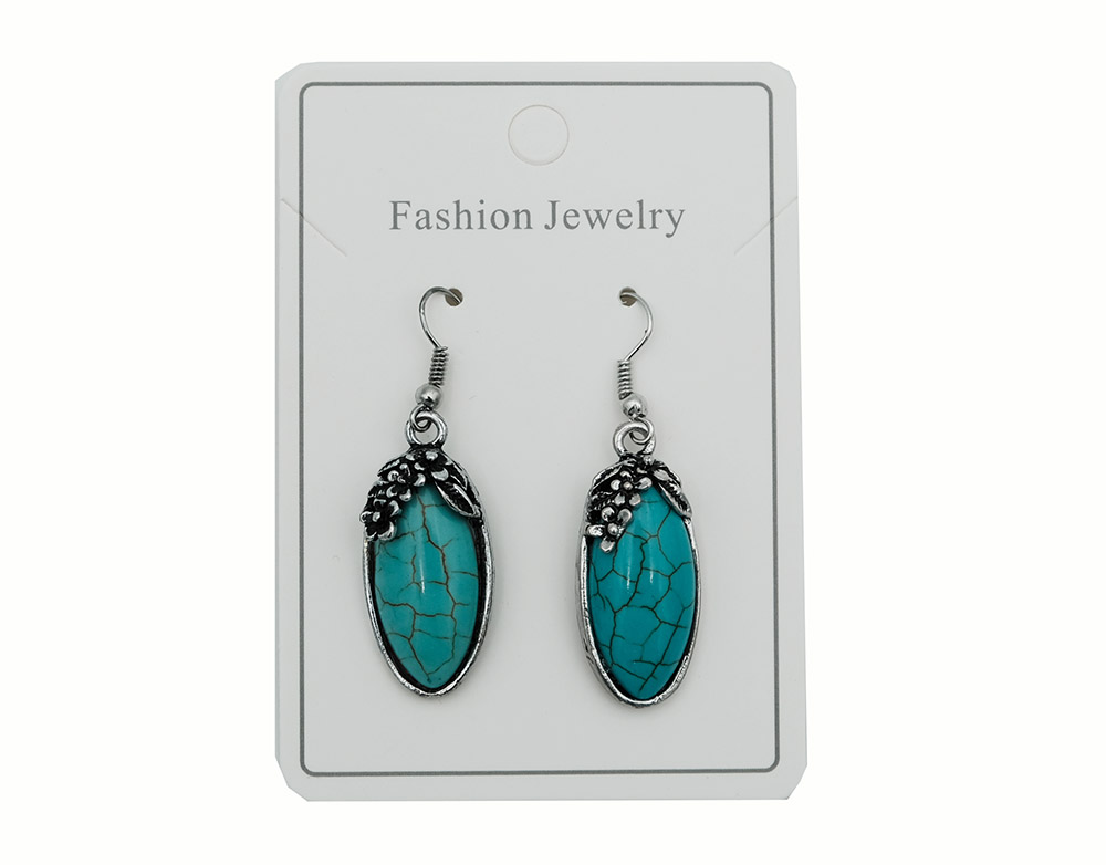 Earring Turquoise Oval Flower