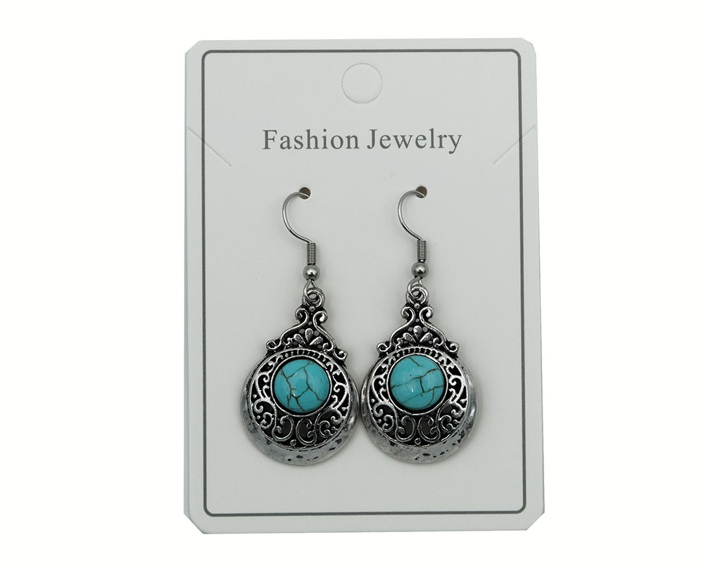 Earring Blue Howlite Disc