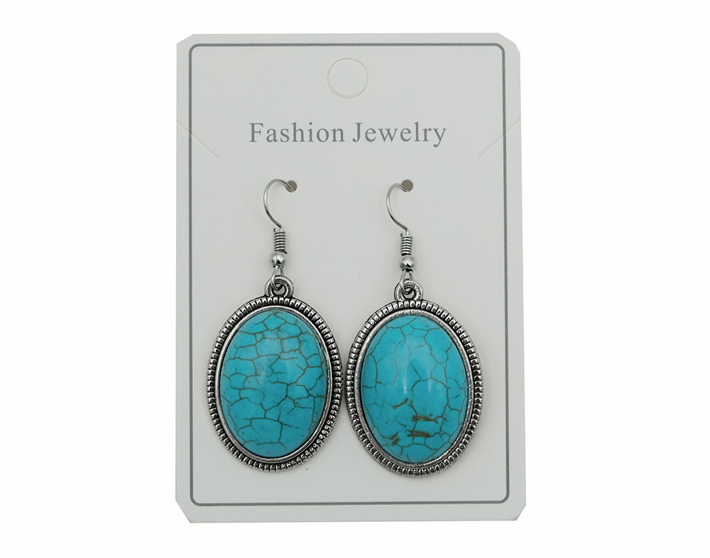 Earring Blue Howlite Large Oval