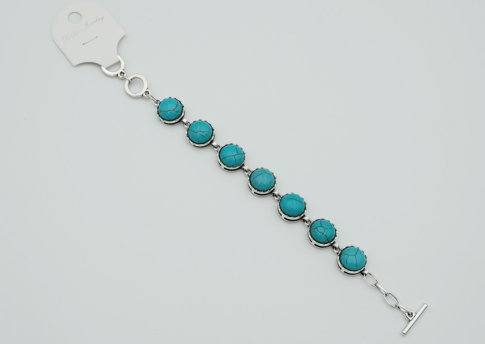 Bracelet Blue Howlite Round Cab