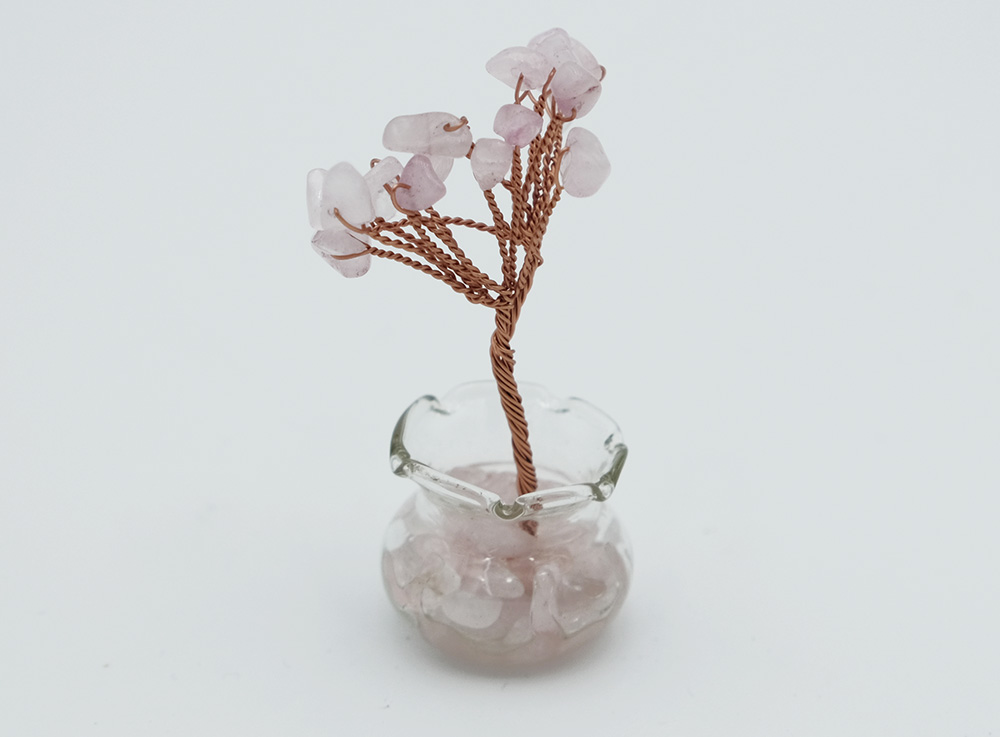 Tree Glass Pot Rose Qz