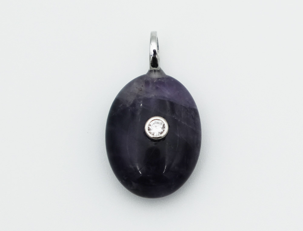 Pendant Oval With CZ Amethyst