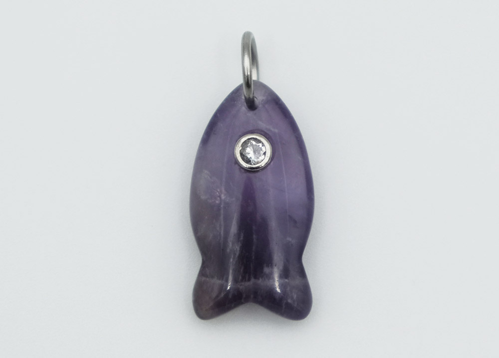 Pendant Fish With CZ Amethyst