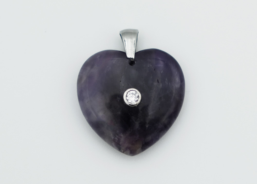 Pendant Heart With CZ Amethyst