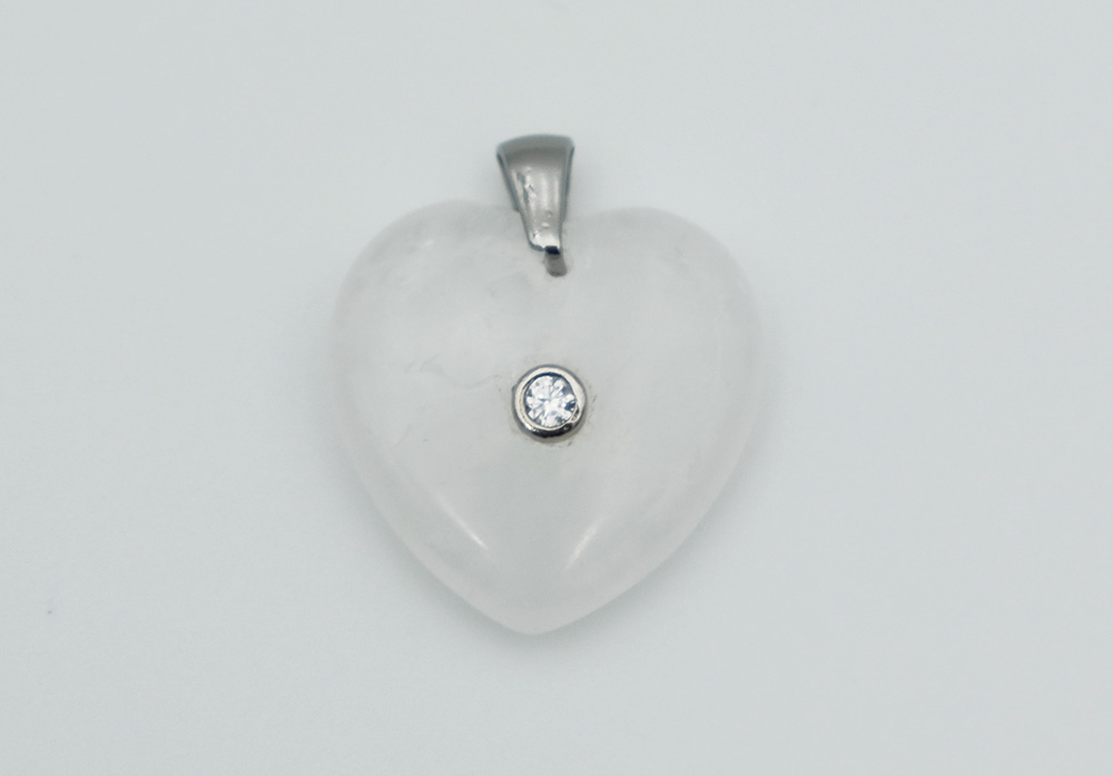 Pendant Heart CZ Clear Quartz