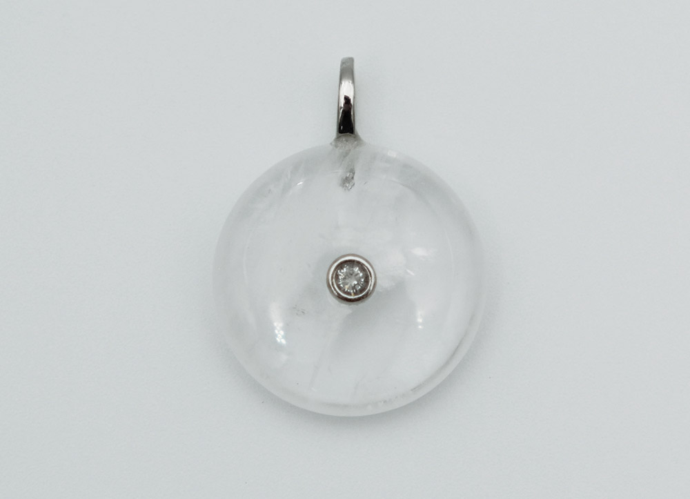 Pendant Round CZ Clear Quartz