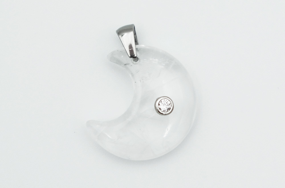Pendant Moon CZ Clear Quartz