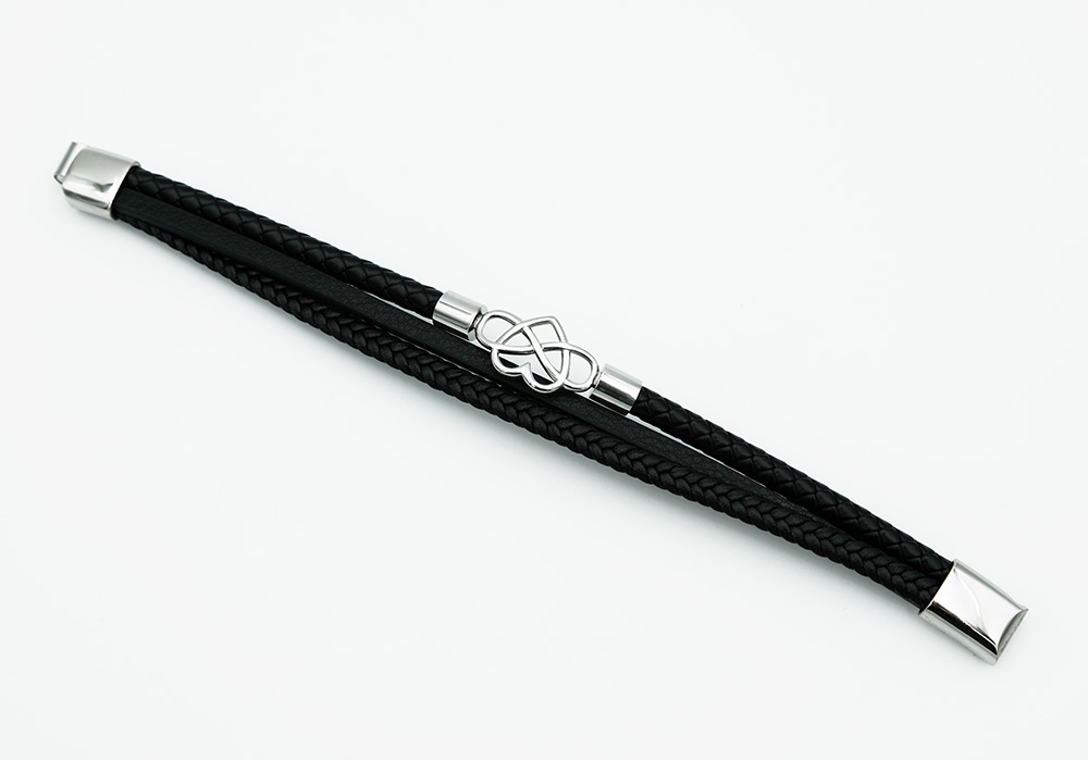 Leather Bracelet Steel Heart