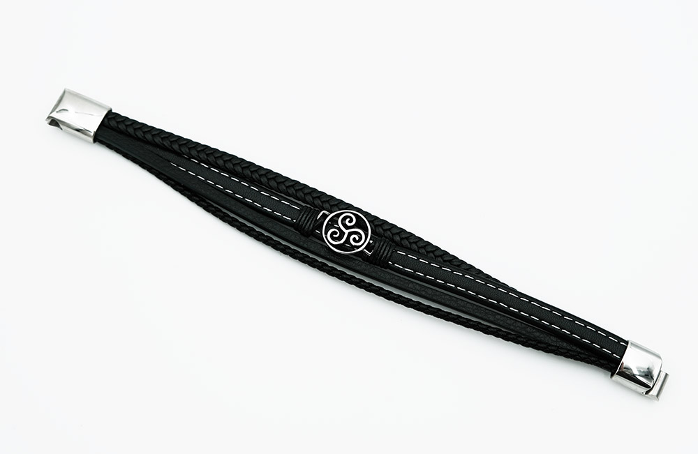 Leather Bracelet Steel Celtic