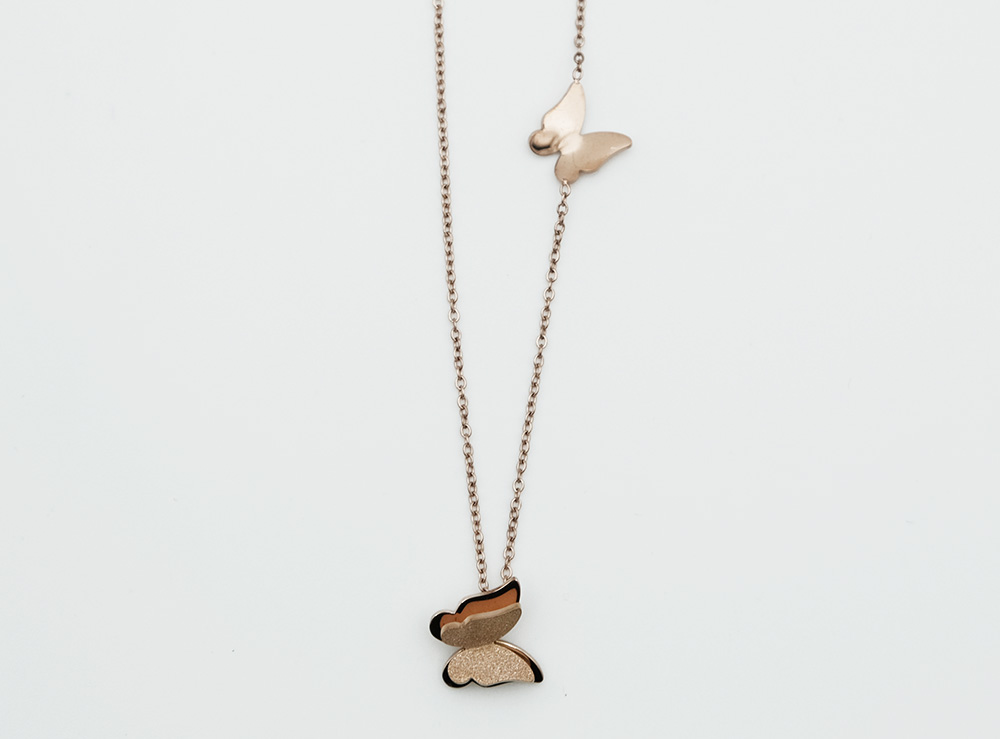 Necklace Butterflies Rose Gold