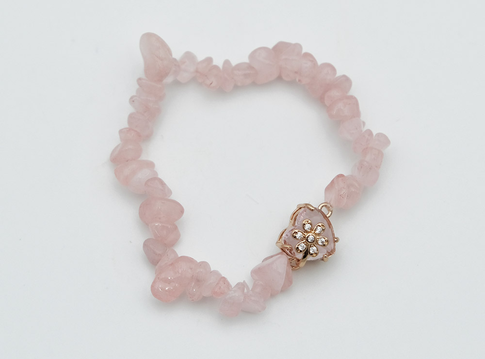 Bracelet Chip Heart Rose Quartz