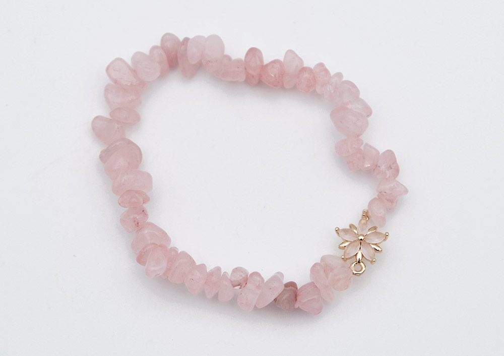 Bracelet Chip Flower Rose Quartz